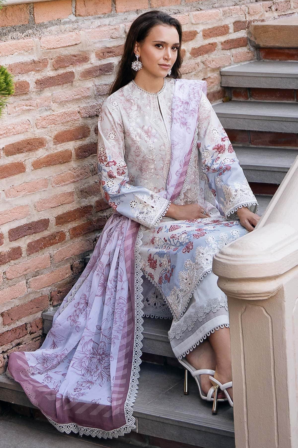 AFROZEH Damask The Holiday Edit'25 Embroidered Lawn 3pcs - Jotey