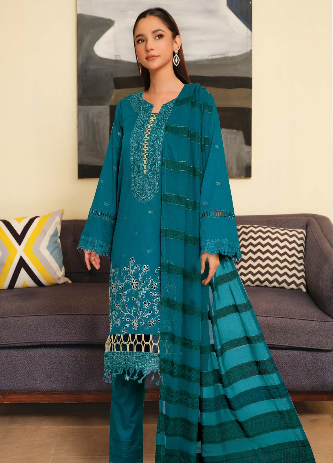 Feeha by Johra Embroidered Jaquard Lawn Unstitched 3Pcs