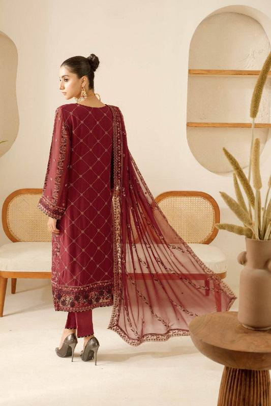 Sonehri By Ramsha Chiffon Unstitched 3pcs - Jotey