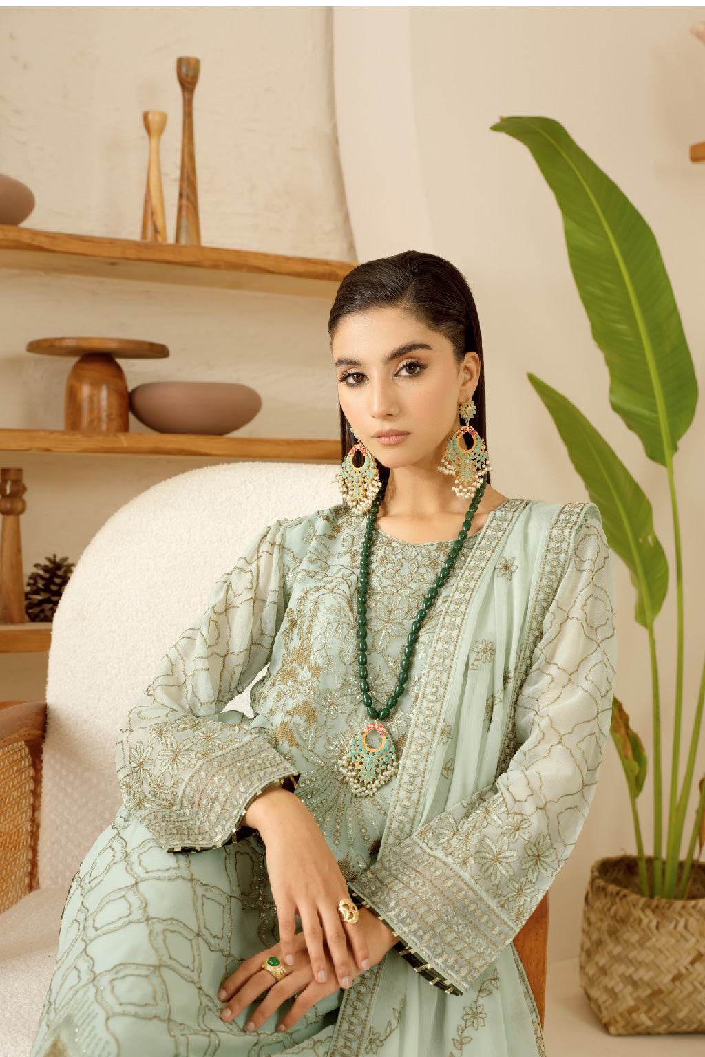 Sonehri By Ramsha Chiffon Unstitched 3pcs - Jotey