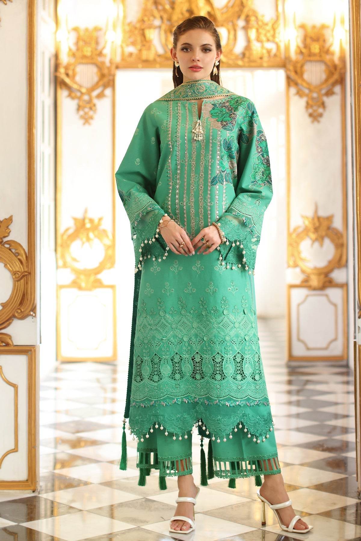 Tabeer By Charizma Embroidered Premium Chiffli Lawn Eid Edition Unstitched 3pcs - Jotey