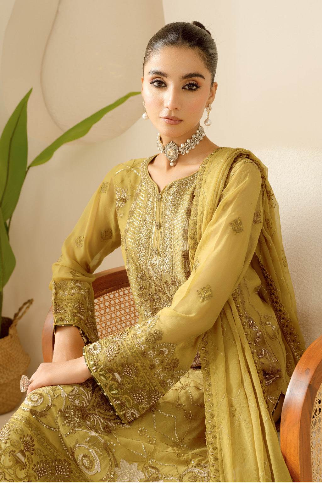 Sonehri By Ramsha Chiffon Unstitched 3pcs - Jotey