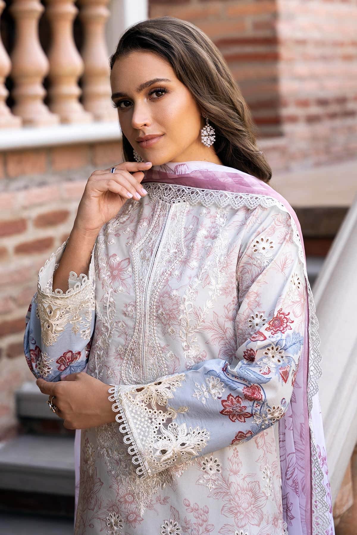 AFROZEH Damask The Holiday Edit'25 Embroidered Lawn 3pcs - Jotey