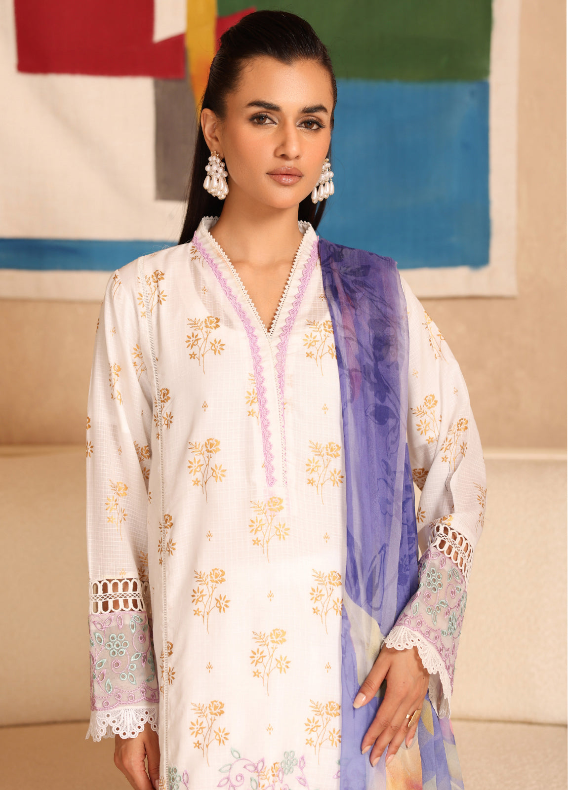 Milhaan By Johra Embroidered Chikankari & Gold Printed Lawn Unstitched 3Pcs