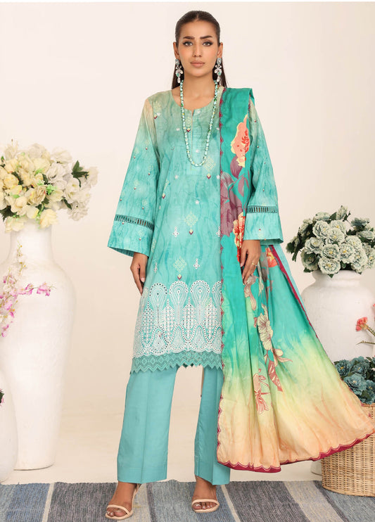 Inshal by Johra Chikankari + Printed Lawn Unstitched 3Pcs