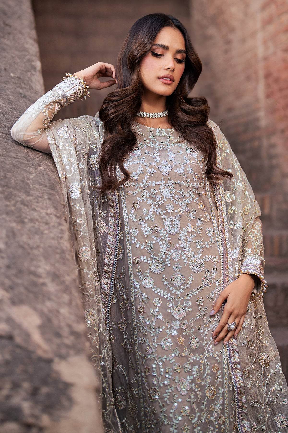 Shehnai By Zarif Embroidered Luxury Wedding Unstitched 3pcs - Jotey