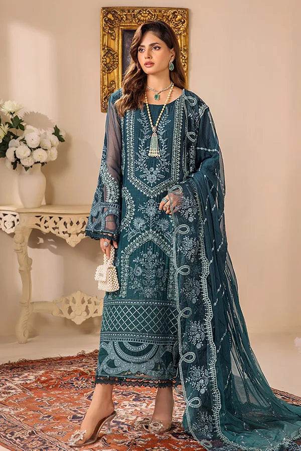 ZA Clothes Embroidered Chiffon Ready to wear 3pcs - Jotey