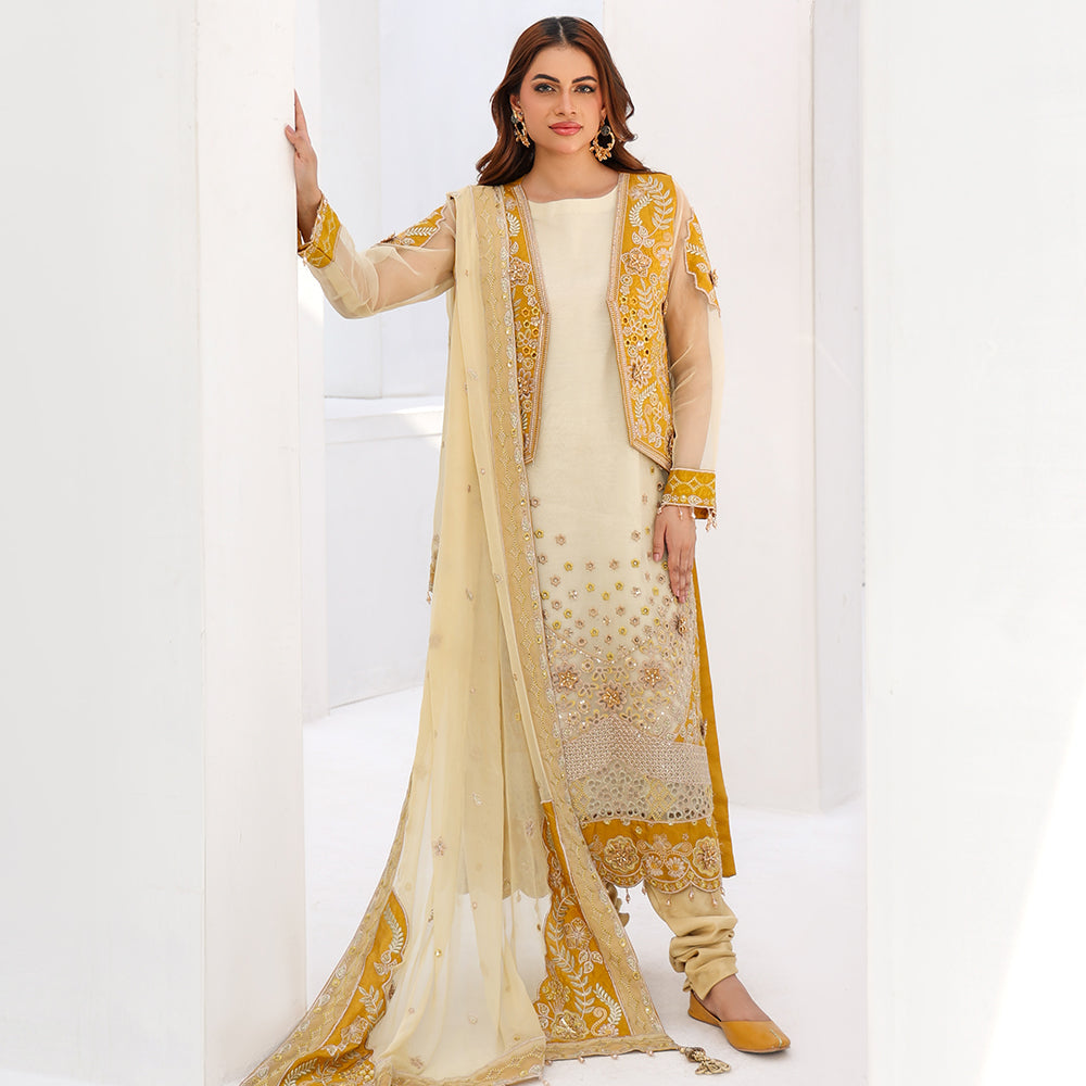 Rozal By Zebtan Embroidered Chiffon Unstitched 3pcs