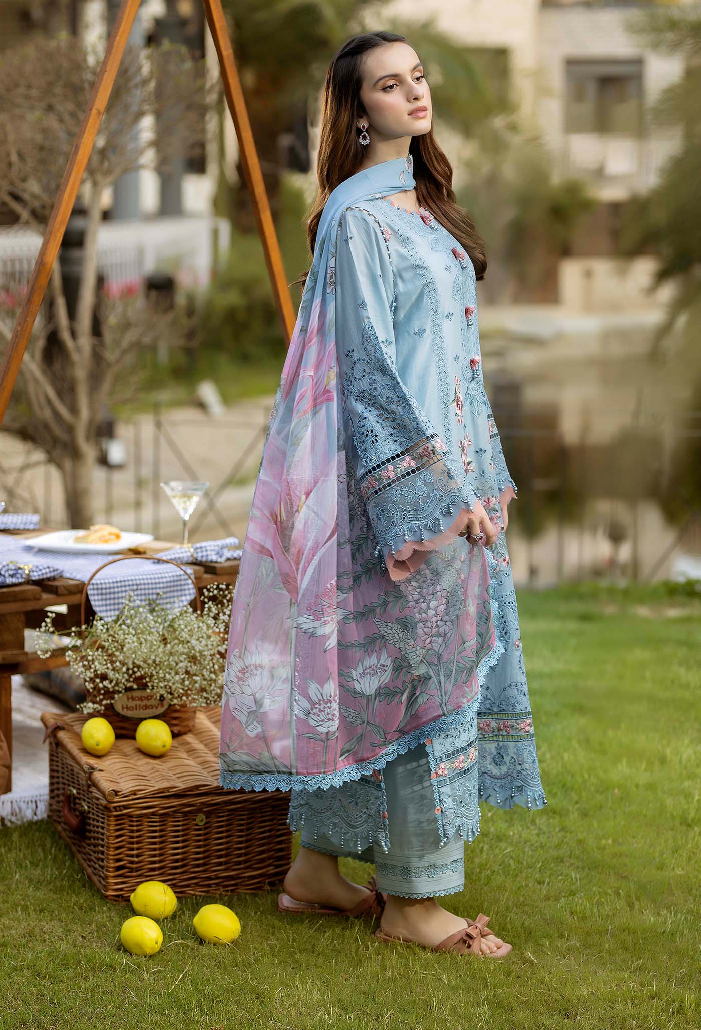 Adan's Libas Gardenia Embroiderd Unstitched Lawn 3 Piece