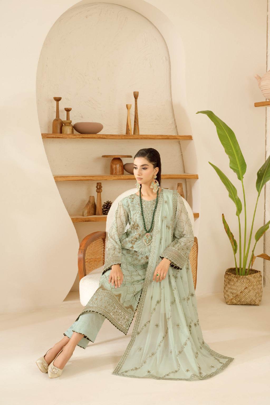 Sonehri By Ramsha Chiffon Unstitched 3pcs - Jotey