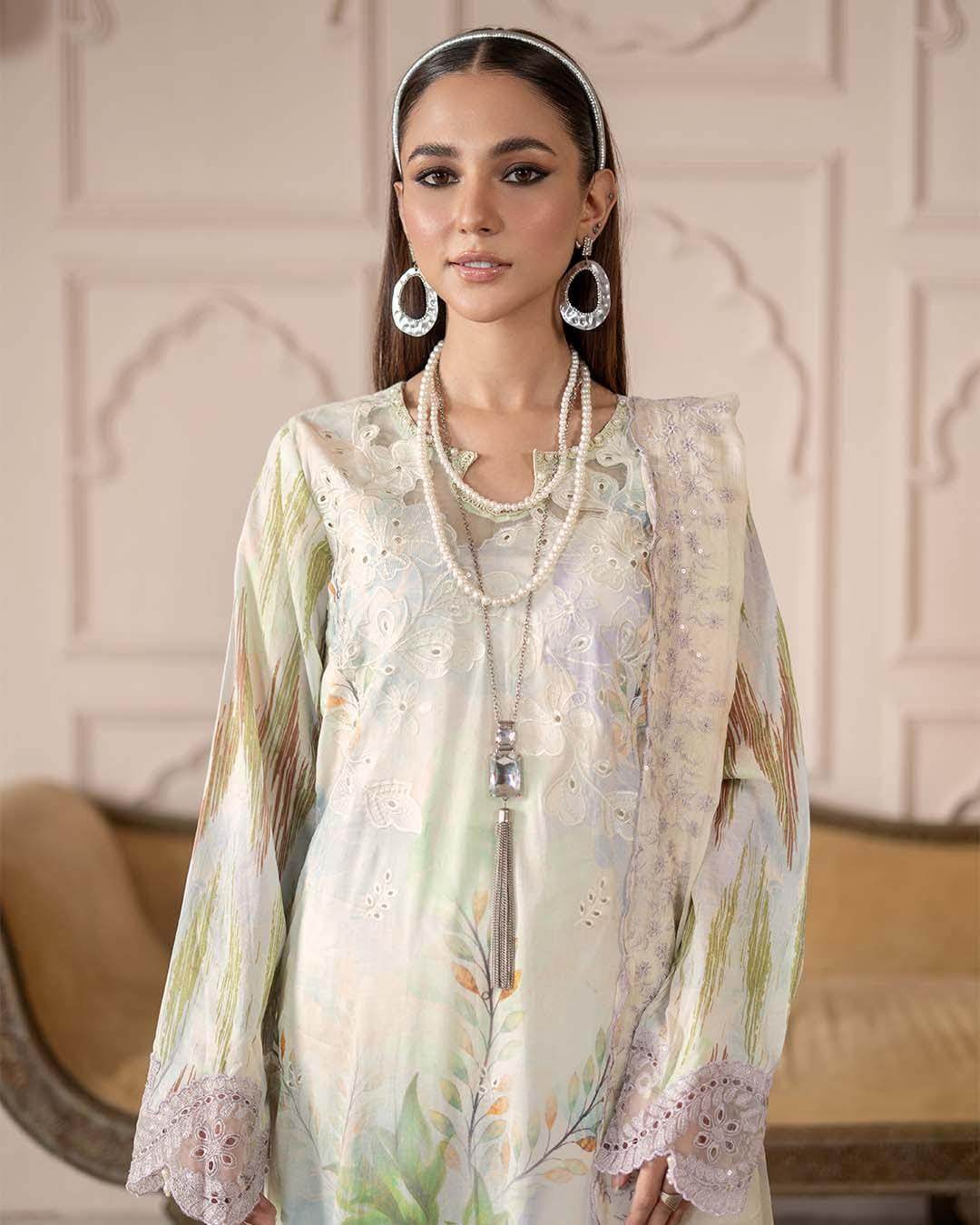 Sunshine Bloom By Alzohaib Premium Printed Embroidered Unstitched 3pcs - Jotey