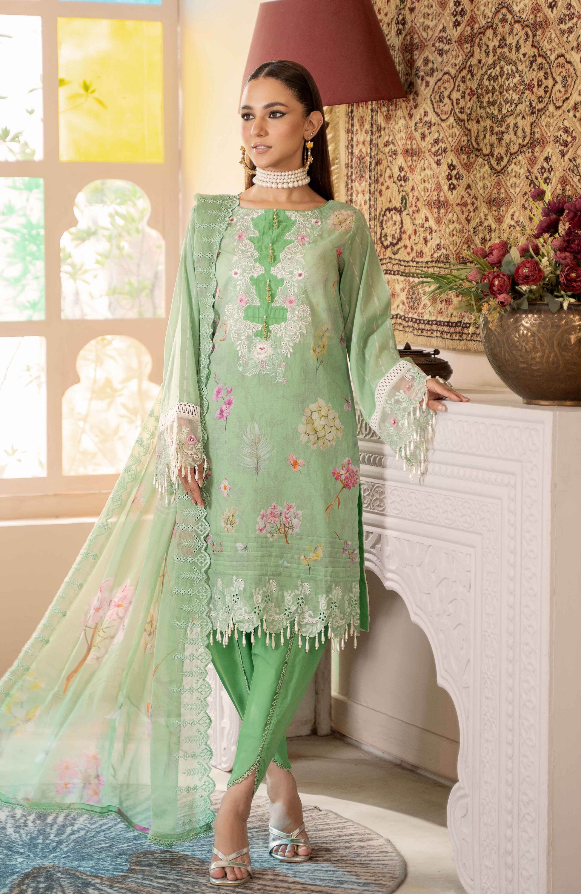 Sunshine Bloom By Alzohaib Premium Printed Embroidered Unstitched 3pcs - Jotey