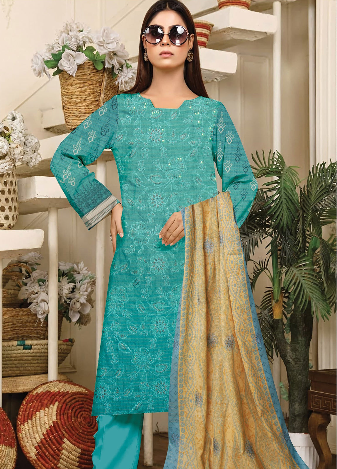 Zeba Summer'02 Embroidered Printed Lawn Unstitched 3pcs