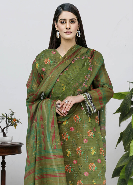 Sui Dhaga Embroidered Printed Lawn Unstitched 3pcs