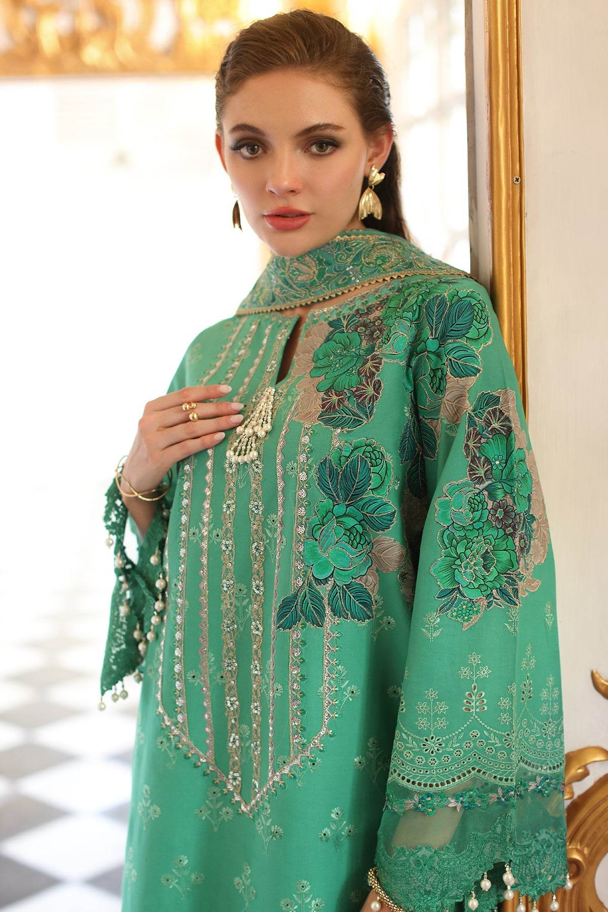 Tabeer By Charizma Embroidered Premium Chiffli Lawn Eid Edition Unstitched 3pcs - Jotey