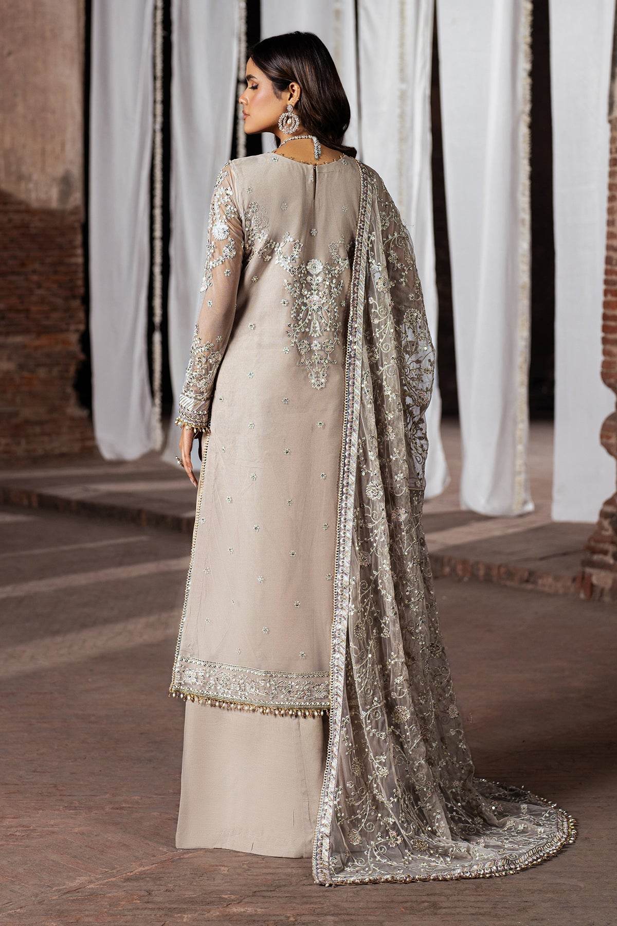 Shehnai By Zarif Embroidered Luxury Wedding Unstitched 3pcs - Jotey