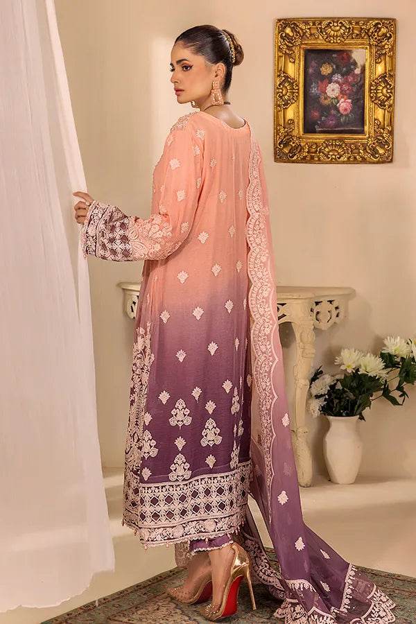 ZA Clothes Embroidered Chiffon Ready to wear 3pcs - Jotey