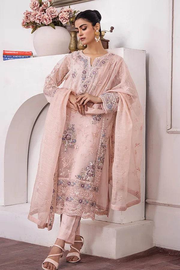 ZA Clothes MUZAYYAN Embroidered Organza Ready to wear 3pcs - Jotey