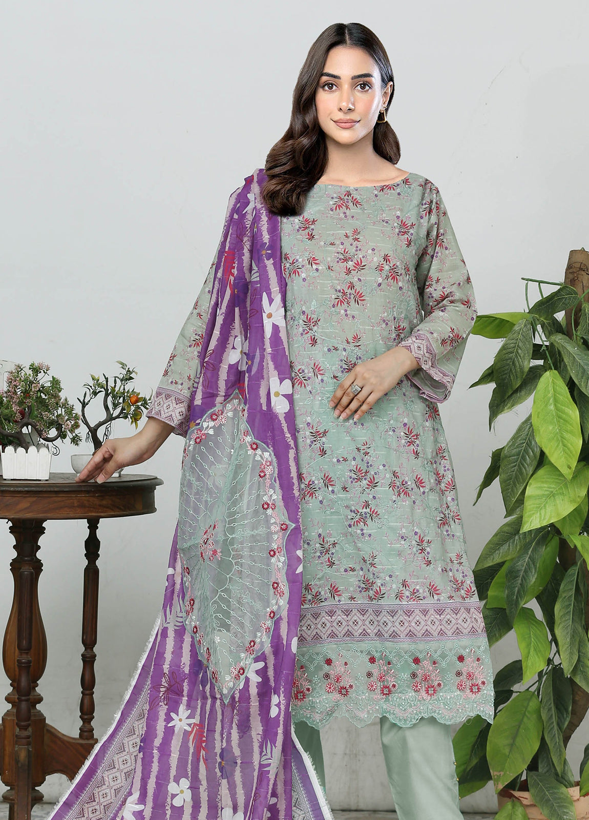 Sui Dhaga Embroidered Printed Lawn Unstitched 3pcs