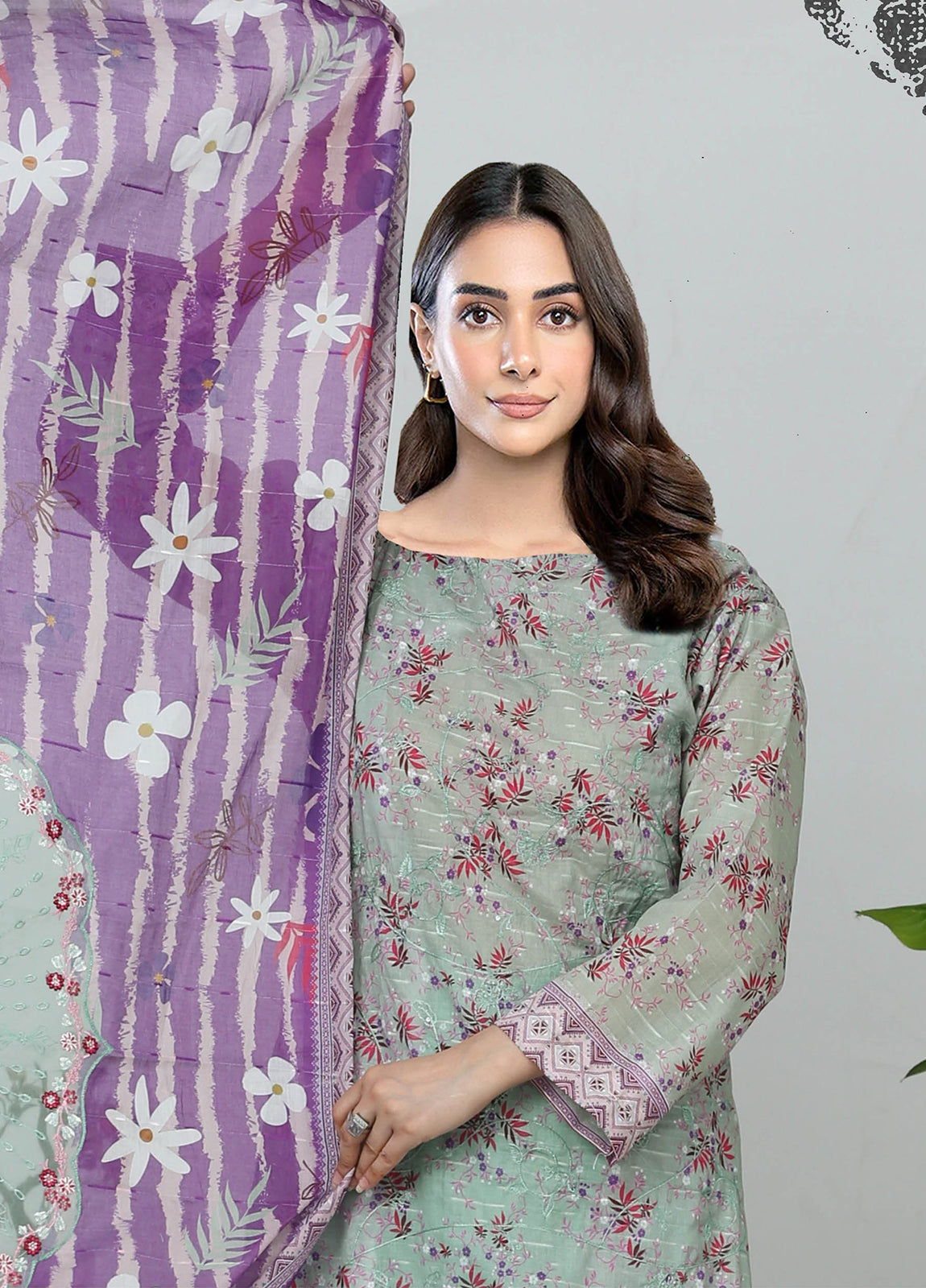 Sui Dhaga Embroidered Printed Lawn Unstitched 3pcs