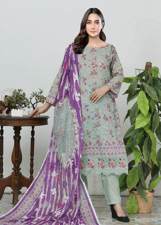 Sui Dhaga Embroidered Printed Lawn Unstitched 3pcs