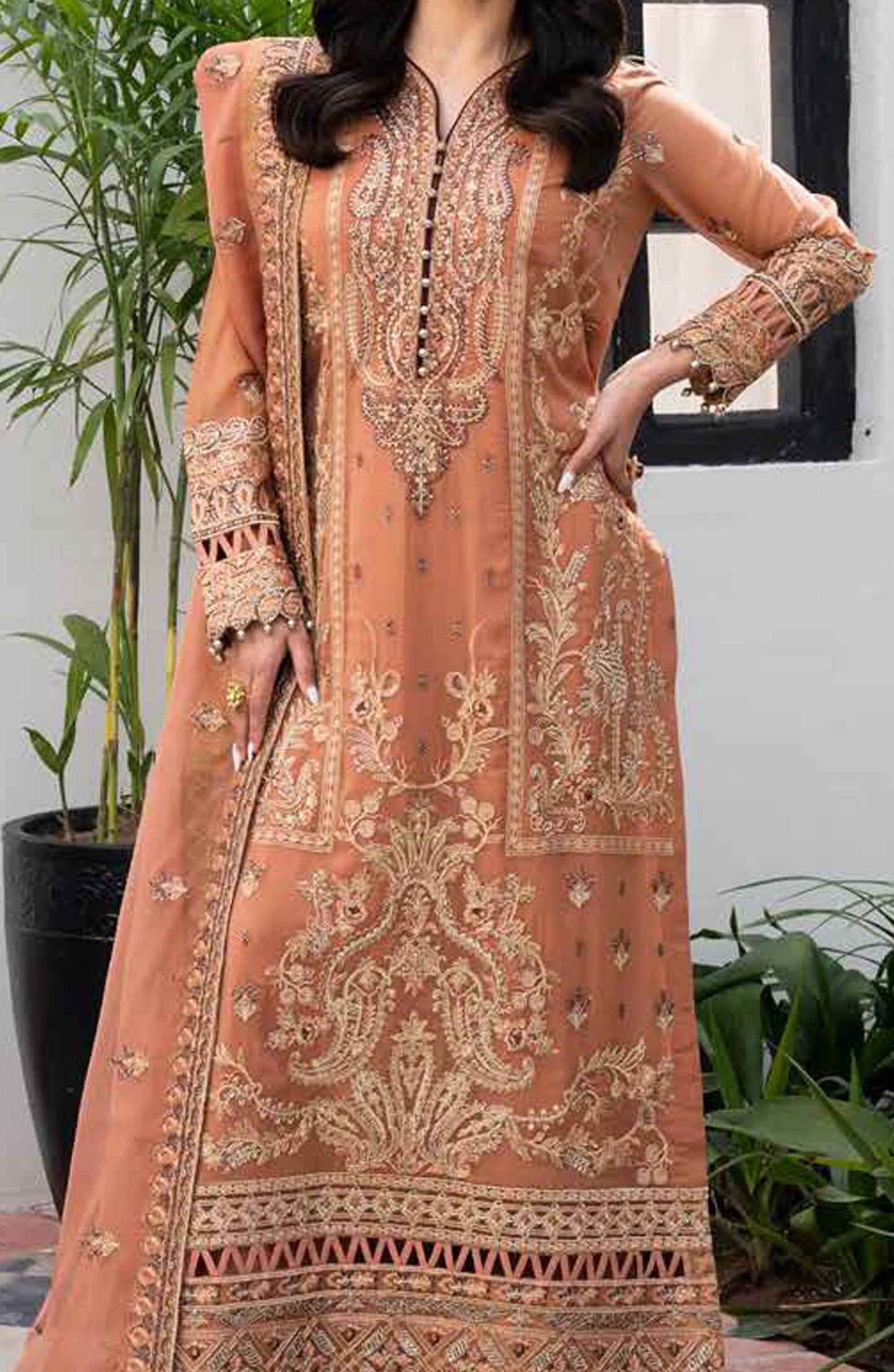 Tarz by Freesia Embroirdered Chiffon Unstitched 3 Piece - Jotey