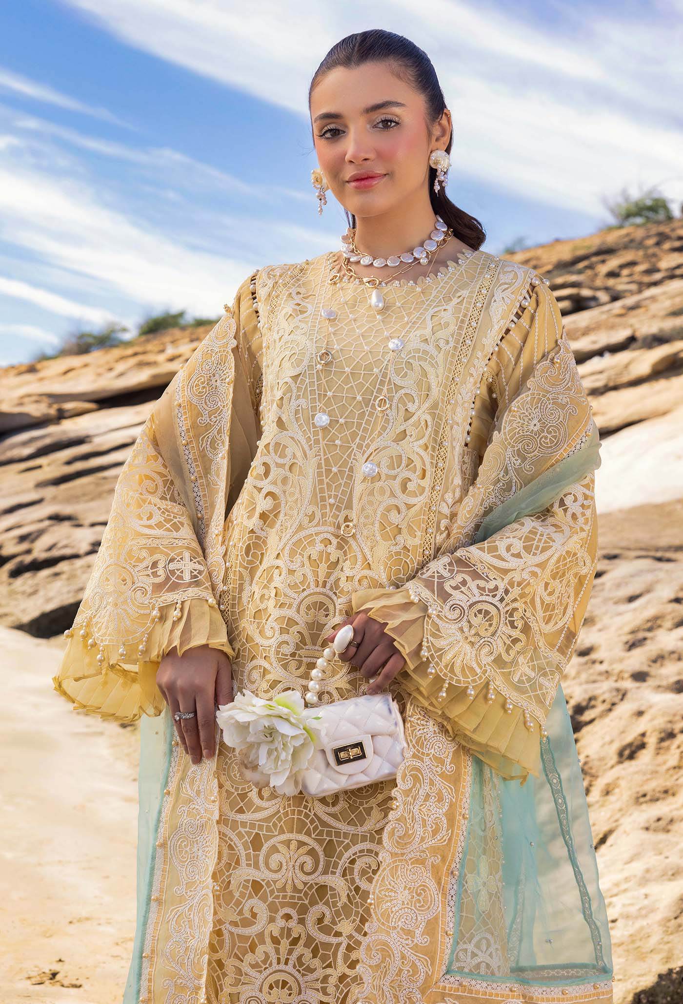 Adans Libas Lasserkari Embroidered Premium Lawn Unstitched 3 Piece - Jotey