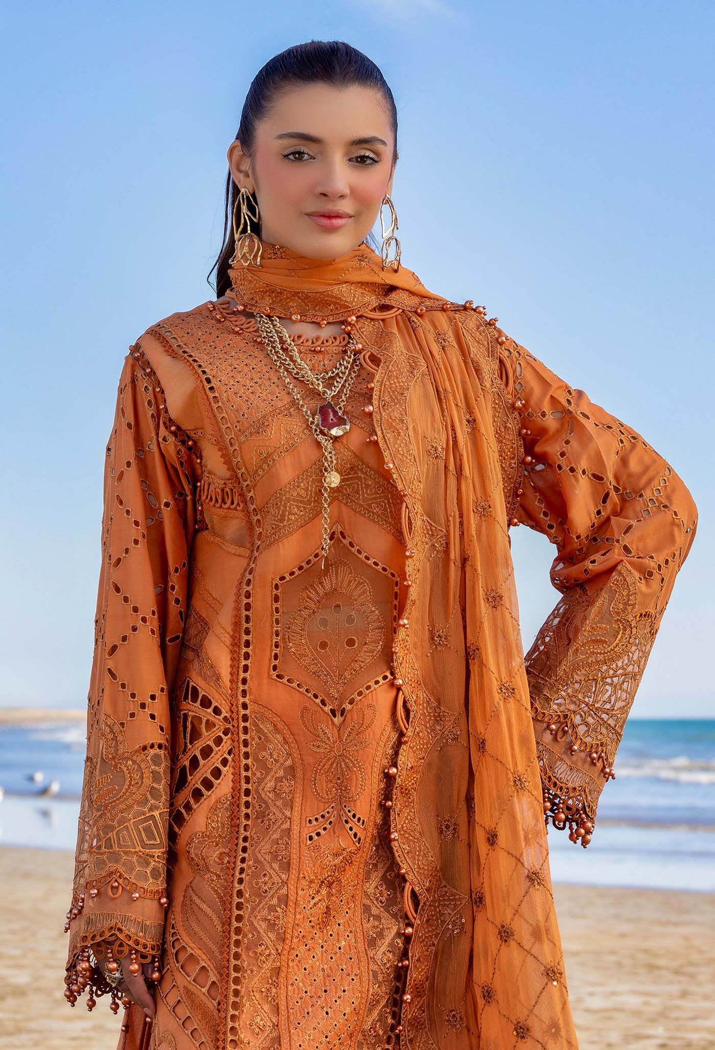 Adans Libas Lasserkari Embroidered Premium Lawn Unstitched 3 Piece - Jotey