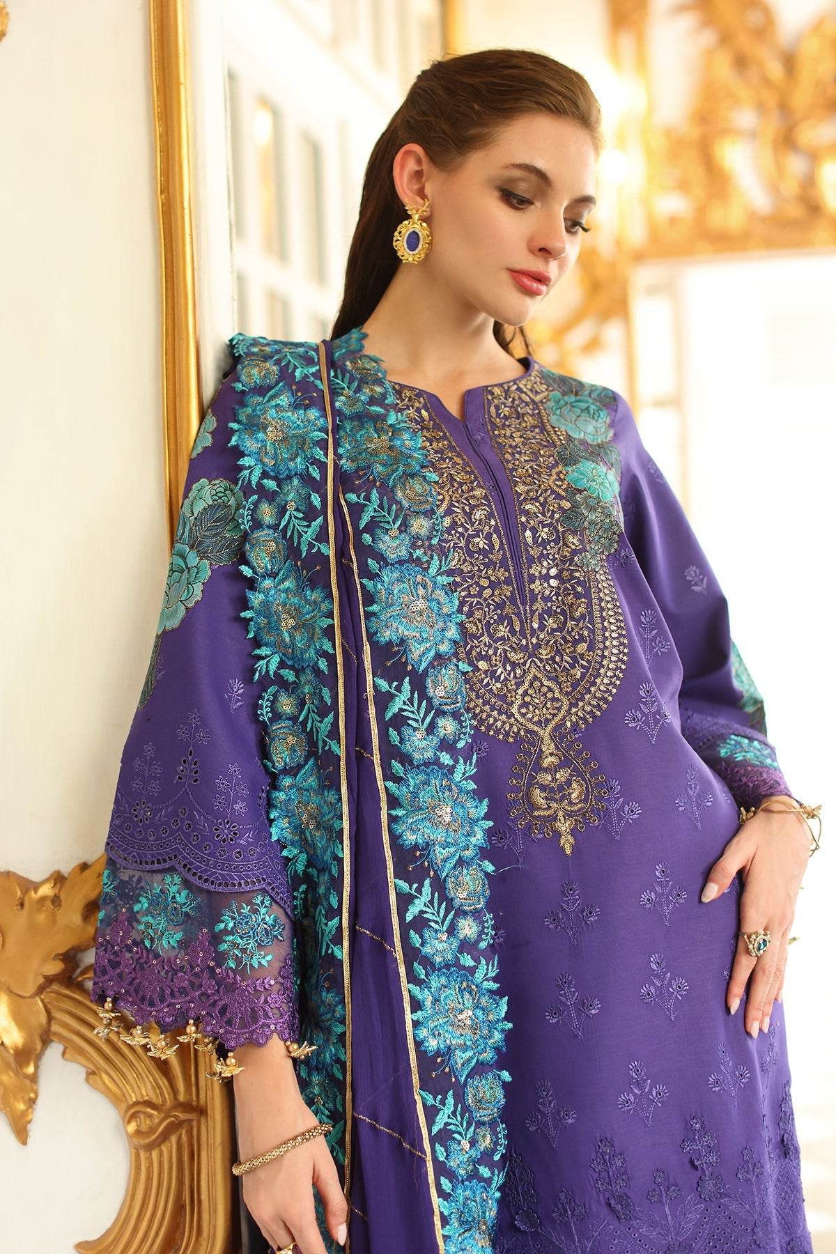 Tabeer By Charizma Embroidered Premium Chiffli Lawn Eid Edition Unstitched 3pcs - Jotey