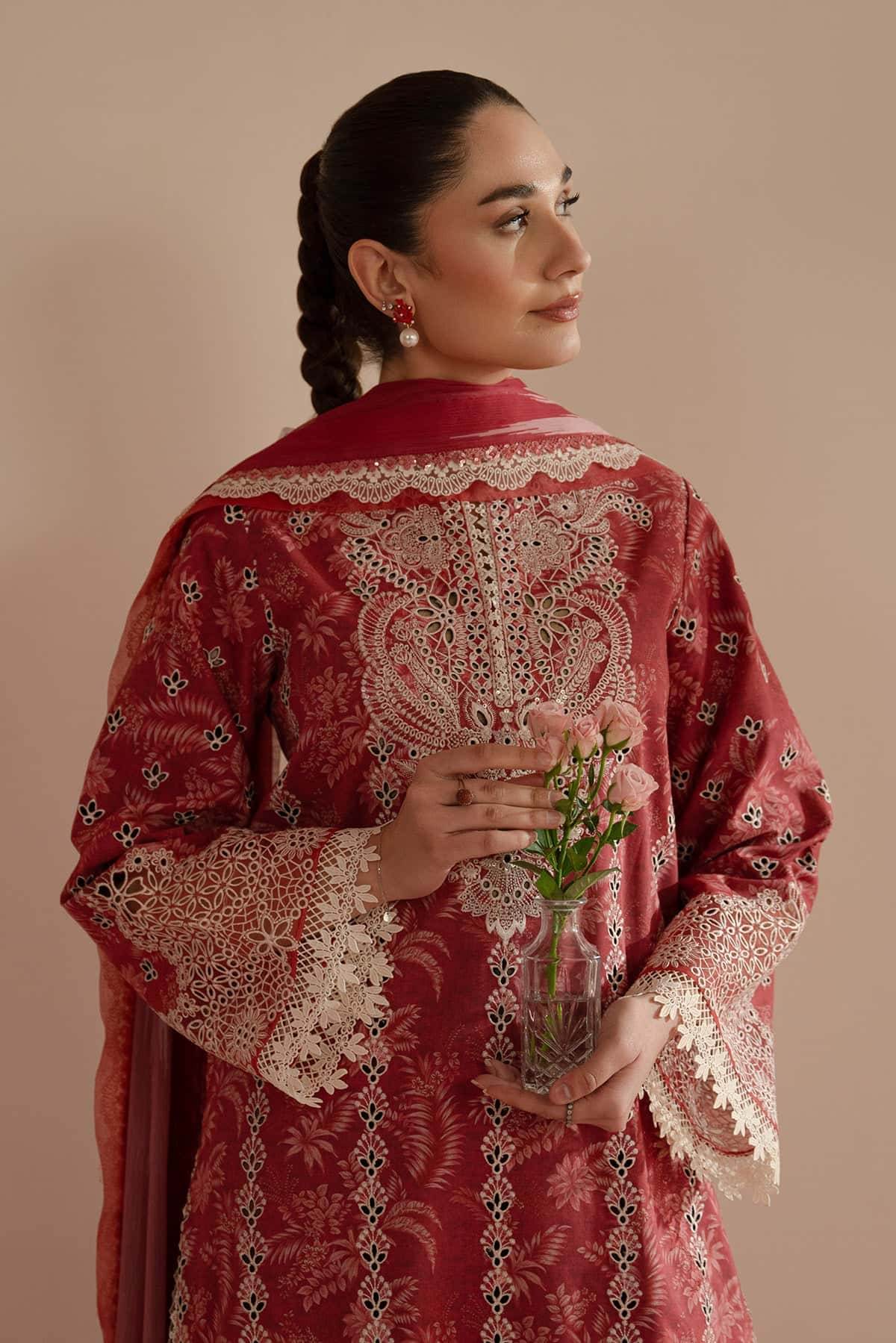 Floral Charm By Afrozeh Embroidered Lawn Unstitched 3pcs - Jotey