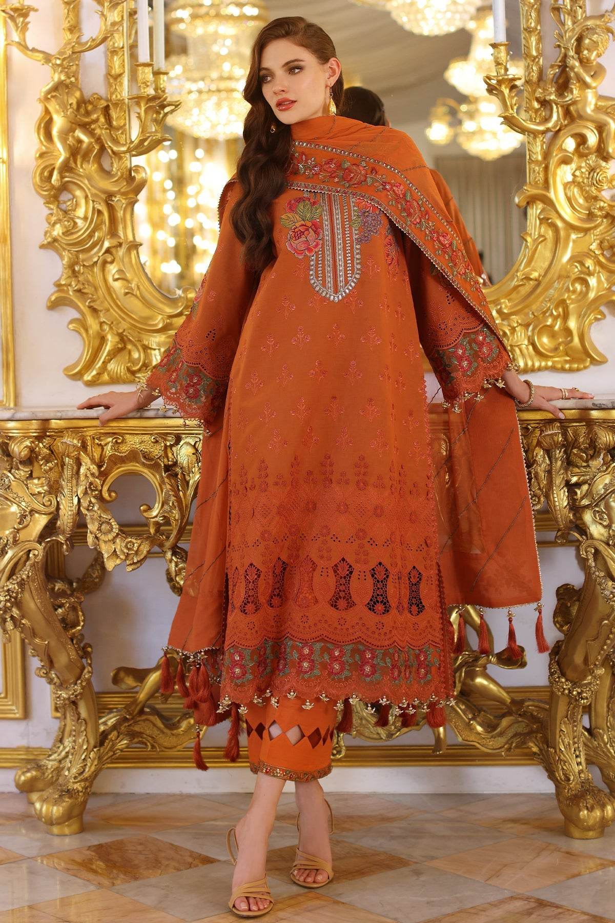 Tabeer By Charizma Embroidered Premium Chiffli Lawn Eid Edition Unstitched 3pcs - Jotey