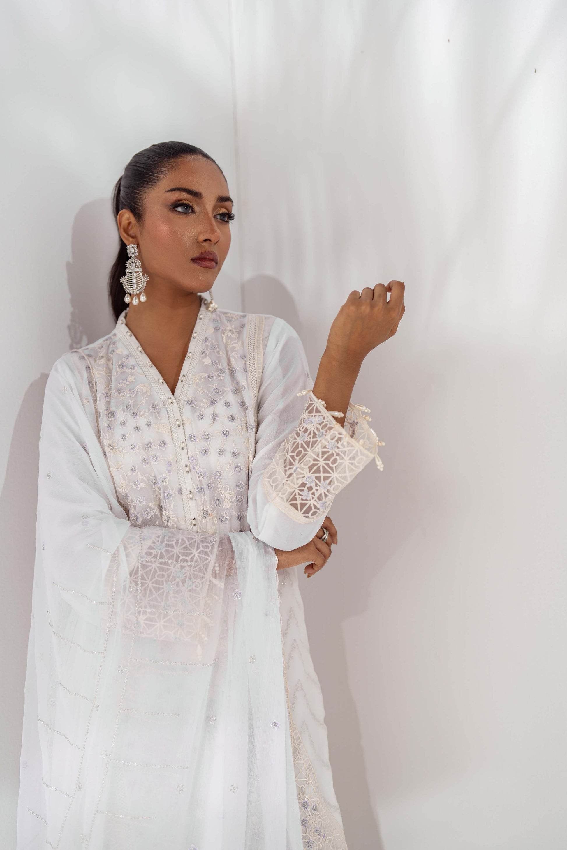 Mehru By Guzel Embroidered Stitched Chiffon 3pcs - Jotey