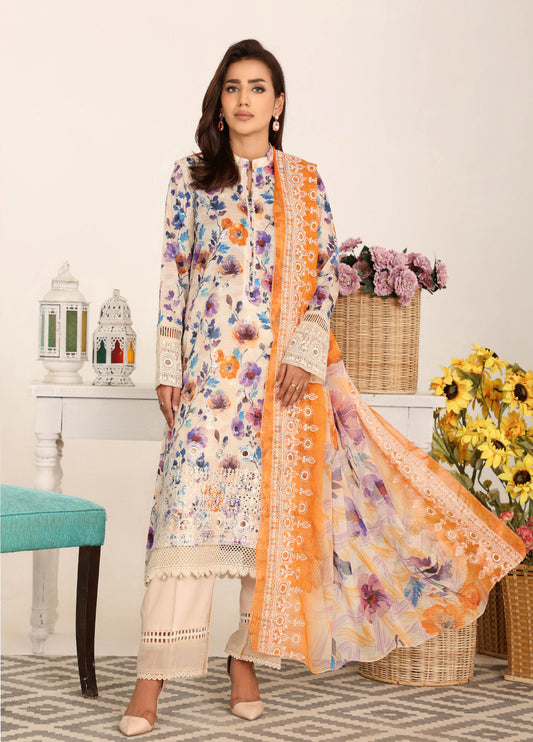 Nawal By Johra Chikankari Printed Lawn Unstitched 3Pcs