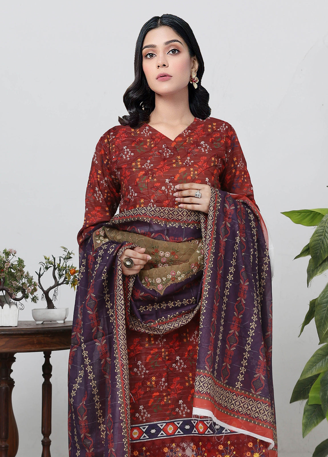 Sui Dhaga Embroidered Printed Lawn Unstitched 3pcs