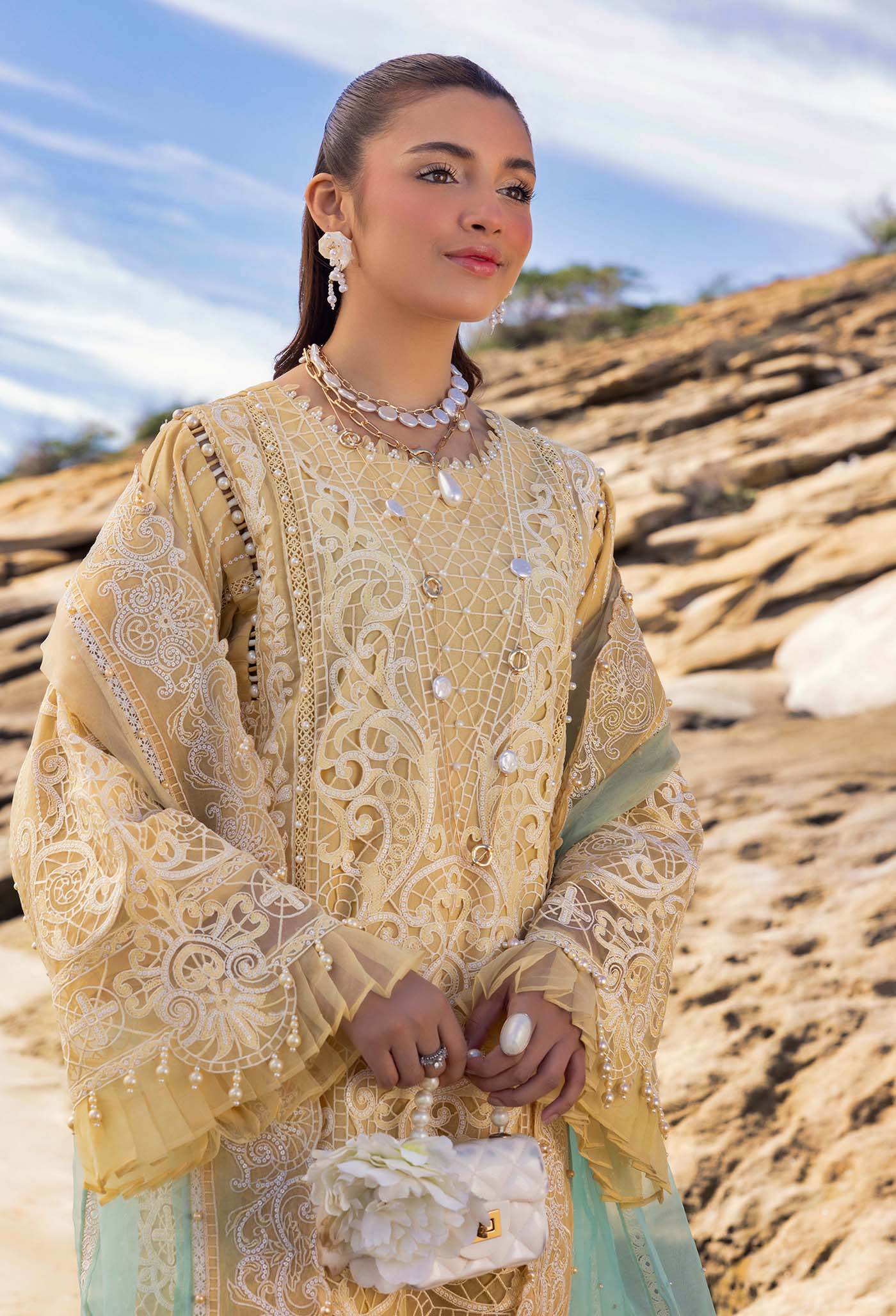 Adans Libas Lasserkari Embroidered Premium Lawn Unstitched 3 Piece - Jotey