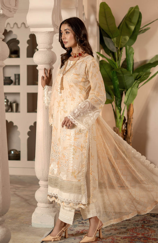 Sunshine Bloom By Alzohaib Premium Printed Embroidered Unstitched 3pcs - Jotey