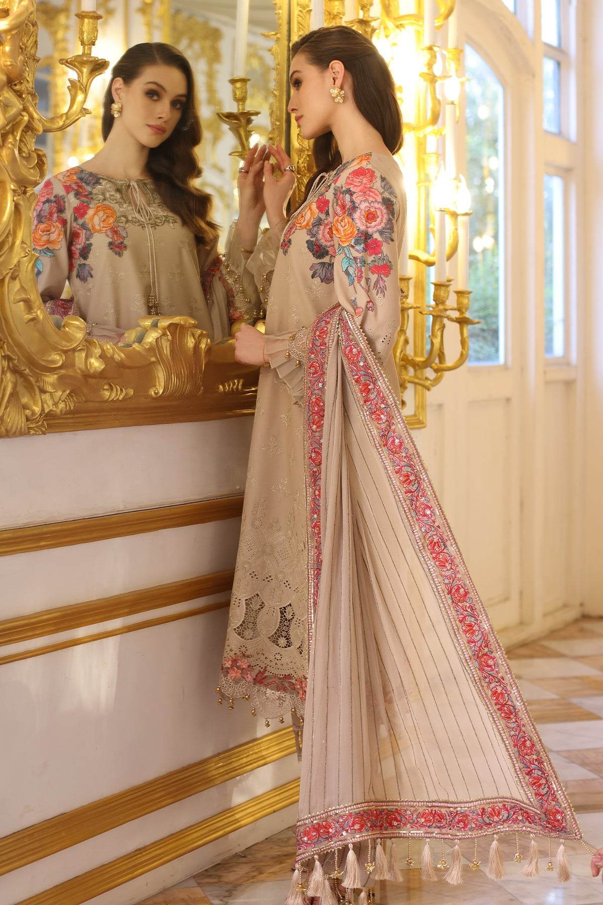 Tabeer By Charizma Embroidered Premium Chiffli Lawn Eid Edition Unstitched 3pcs - Jotey