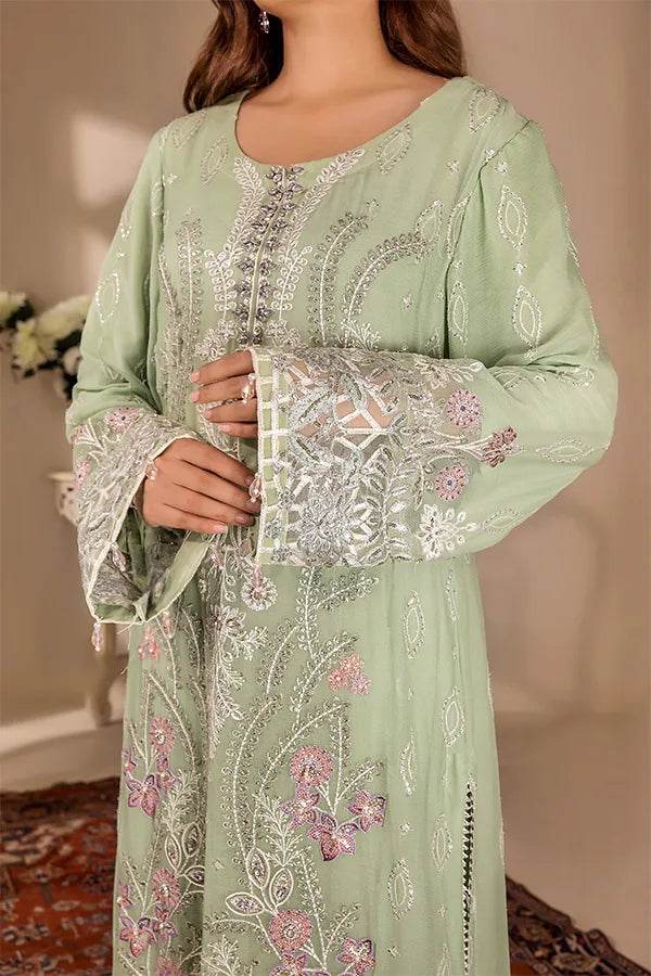 ZA Clothes Embroidered Chiffon Ready to wear 3pcs - Jotey