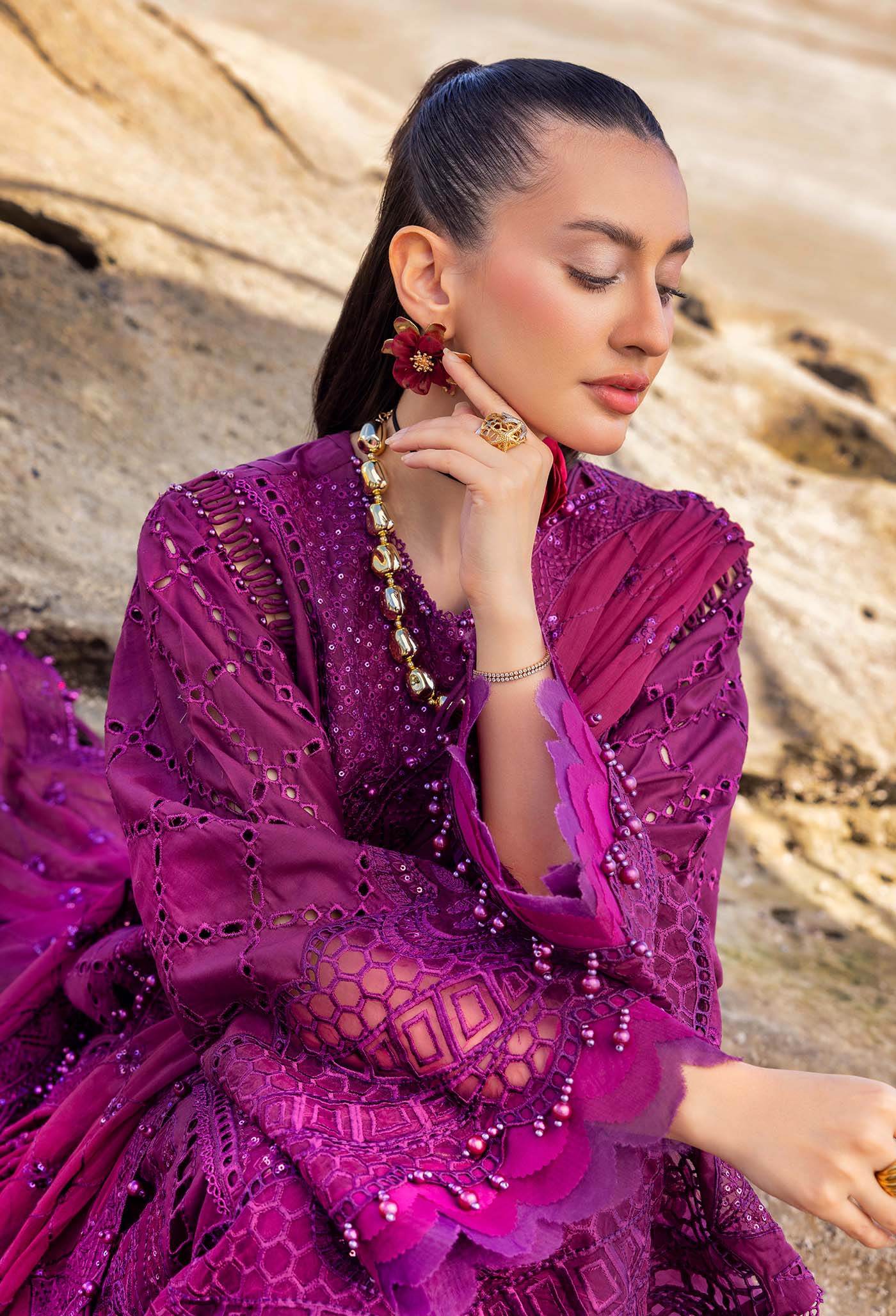 Adans Libas Lasserkari Embroidered Premium Lawn Unstitched 3 Piece - Jotey