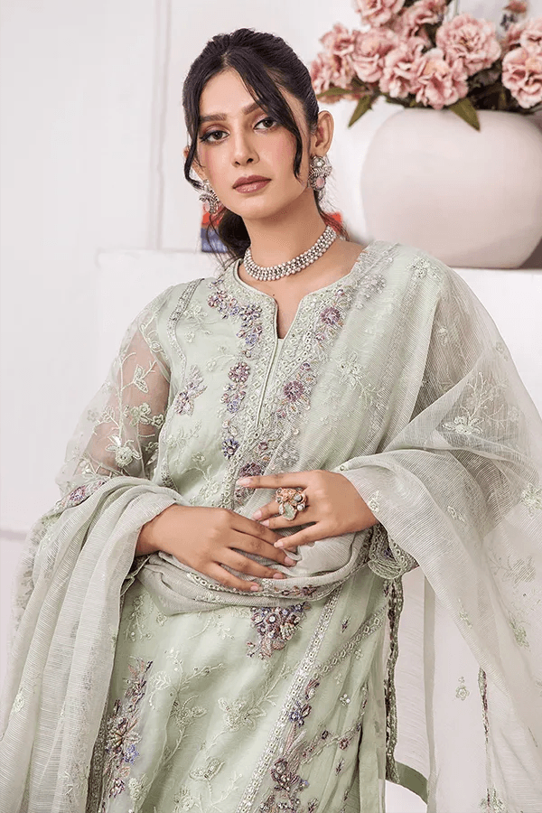 ZA Clothes MUZAYYAN Embroidered Organza Ready to wear 3pcs - Jotey