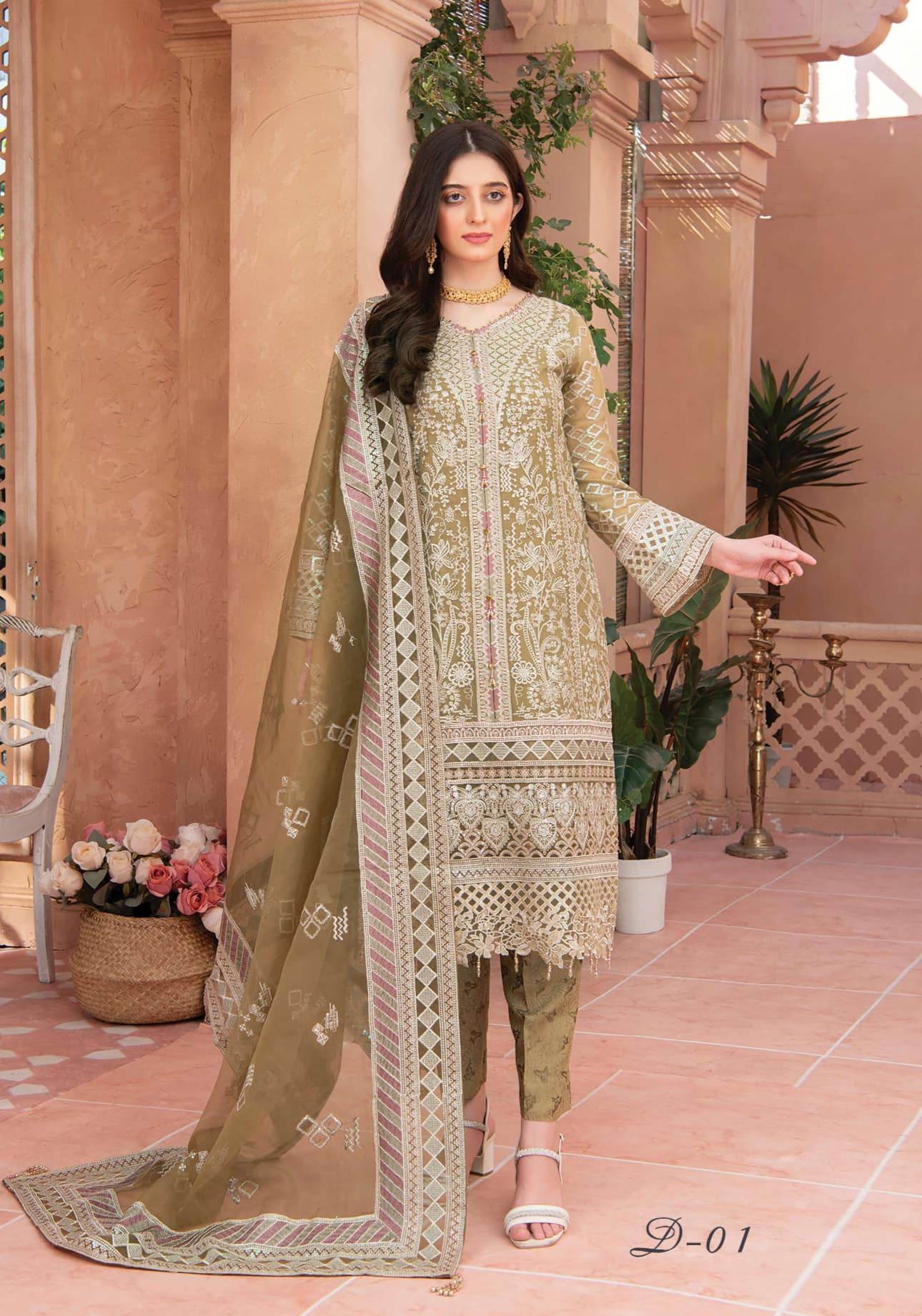 Aeris By Noors Luxury Semi Stitched 3Pcs - Jotey