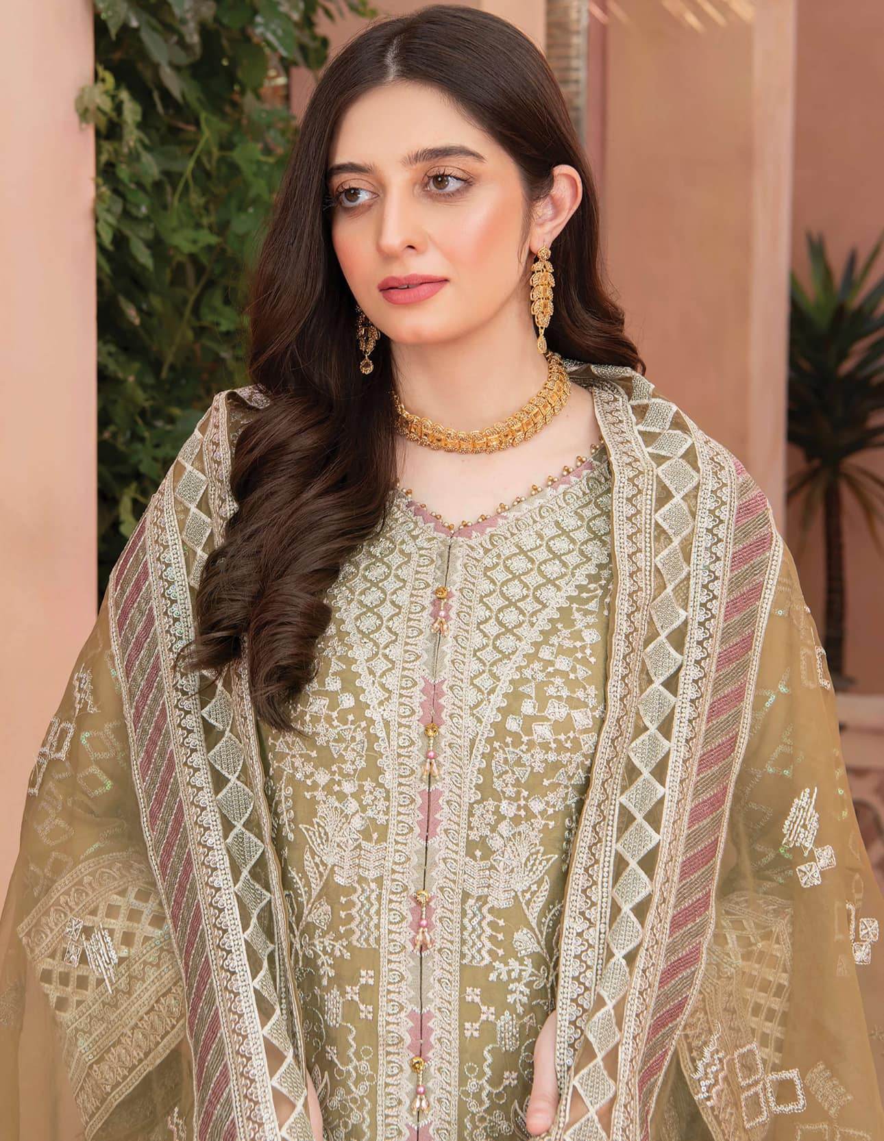 Aeris By Noors Luxury Semi Stitched 3Pcs - Jotey