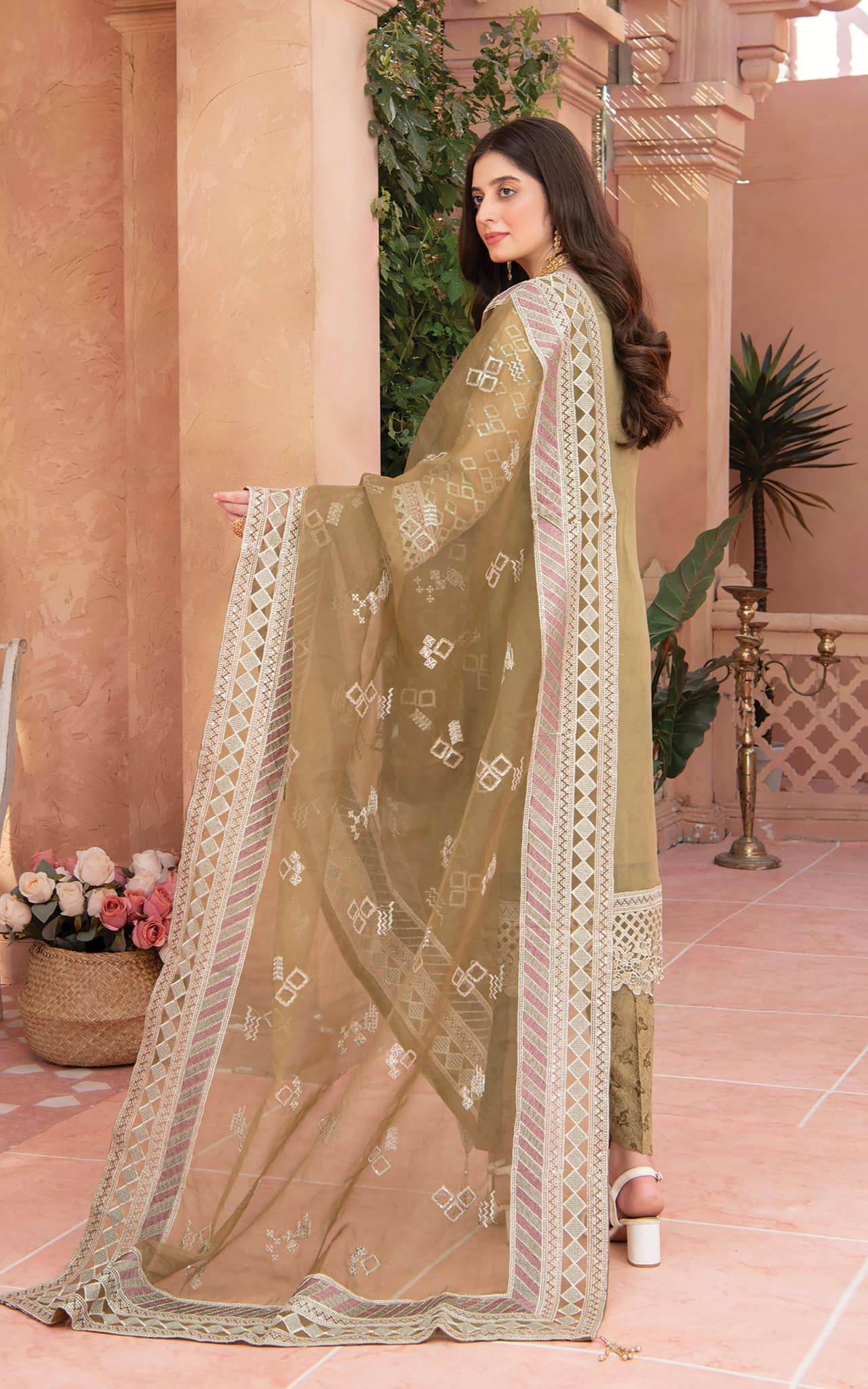 Aeris By Noors Luxury Semi Stitched 3Pcs - Jotey