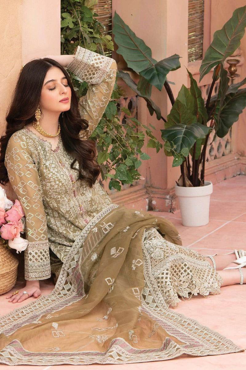 Aeris By Noors Luxury Semi Stitched 3Pcs - Jotey