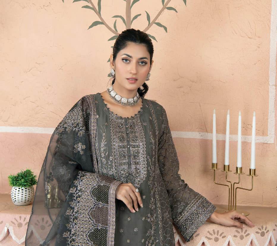 Aeris By Noors Luxury Semi Stitched 3Pcs - Jotey