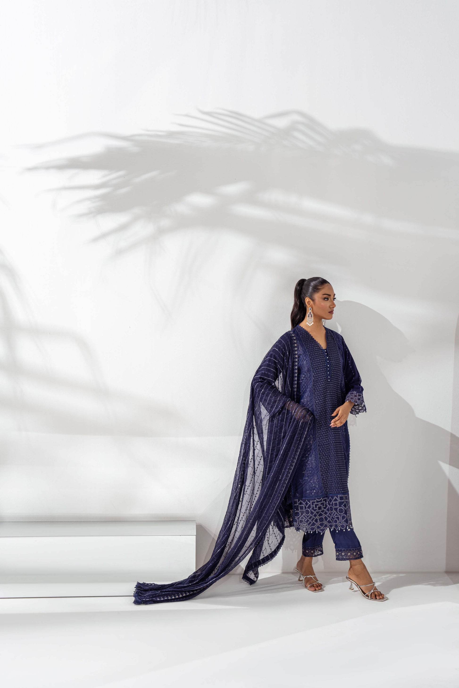 Mehru By Guzel Embroidered Stitched Chiffon 3pcs - Jotey