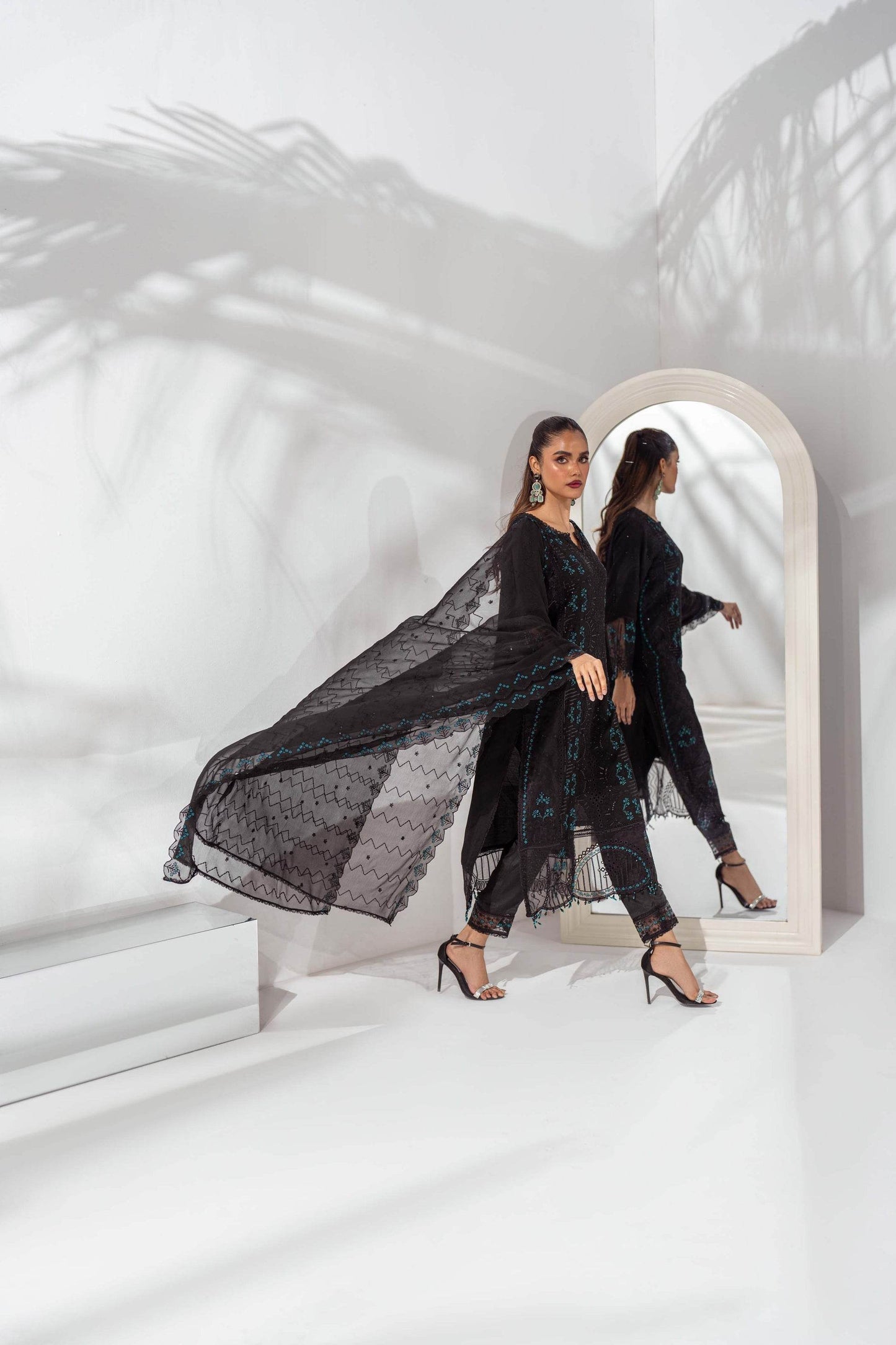 Mehru By Guzel Embroidered Stitched Chiffon 3pcs - Jotey