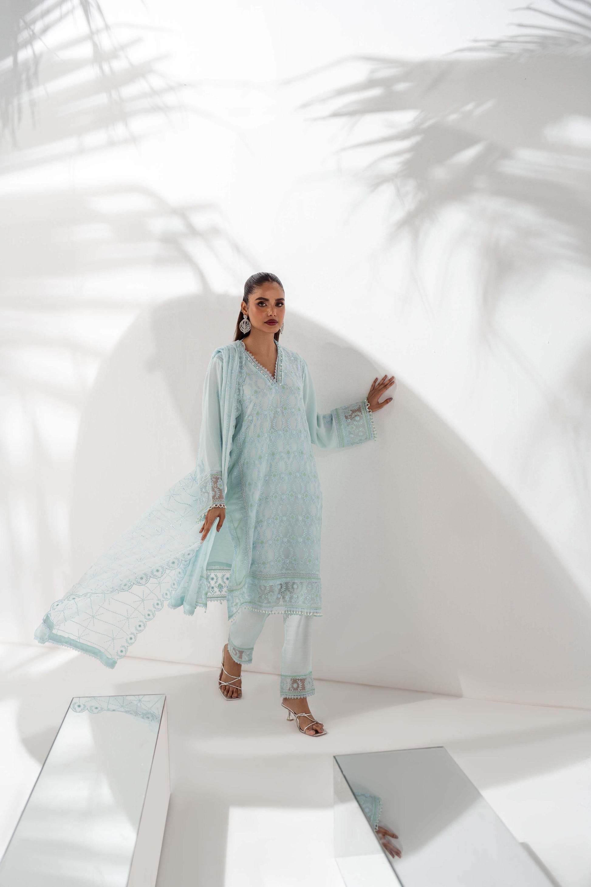 Mehru By Guzel Embroidered Stitched Chiffon 3pcs - Jotey