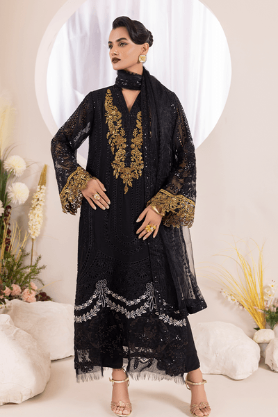ZA Clothes ELNAZ Embroidered Chiffon Semi-Stitched 3pcs - Jotey