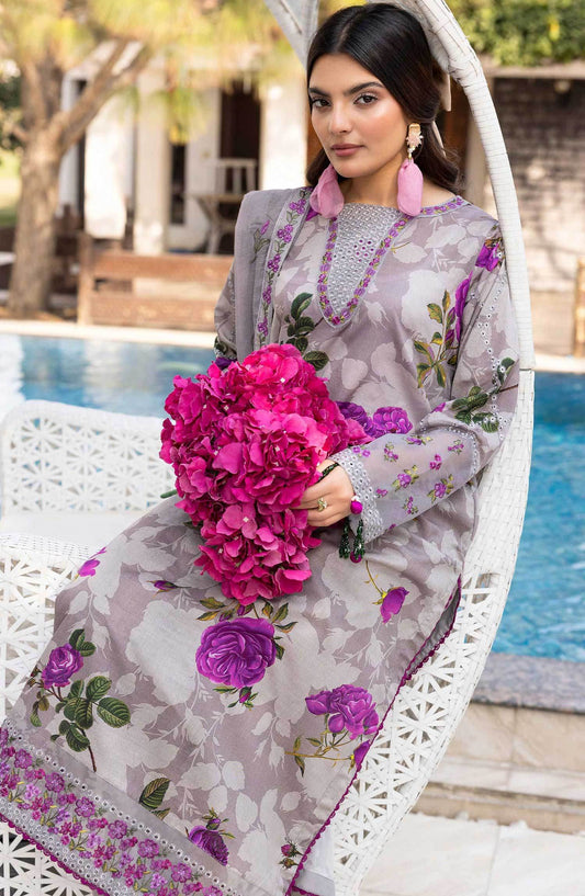 Florence by Nur Embroidered Unstitched Lawn 3pcs - Jotey